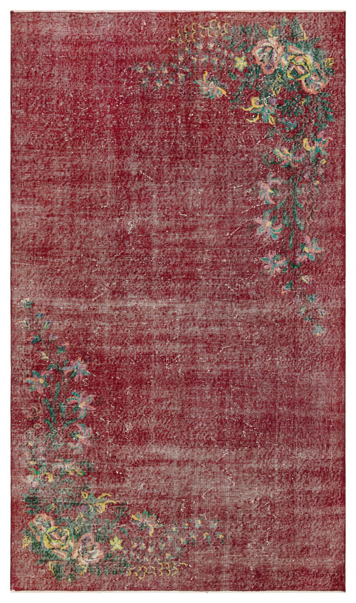 Atina Red Vintage Wool Handmade Area Rug 4'10" x 8'5"