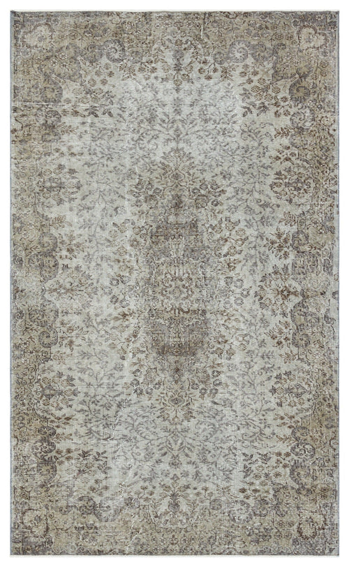 Atina Grey Vintage Wool Handmade Area Rug 5'1" x 8'4"