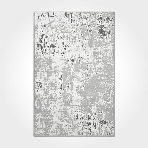 Modern Chenille Area Rug – Hallie Grey Machine Made Cotton Carpet With Overlocked Edge