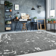 Modern Chenille Area Rug – Hallie Grey Machine Made Cotton Carpet With Overlocked Edge