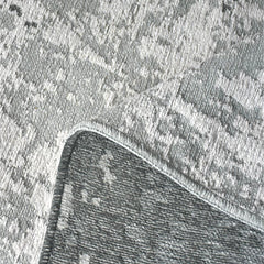 Modern Chenille Area Rug – Hallie Grey Machine Made Cotton Carpet With Overlocked Edge