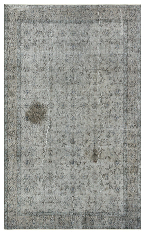 Atina Grey Vintage Wool Handmade Area Rug 5'5" x 8'3"