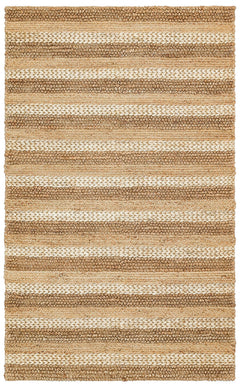 Gainehhville Beige Striped Cotton Jute Rug