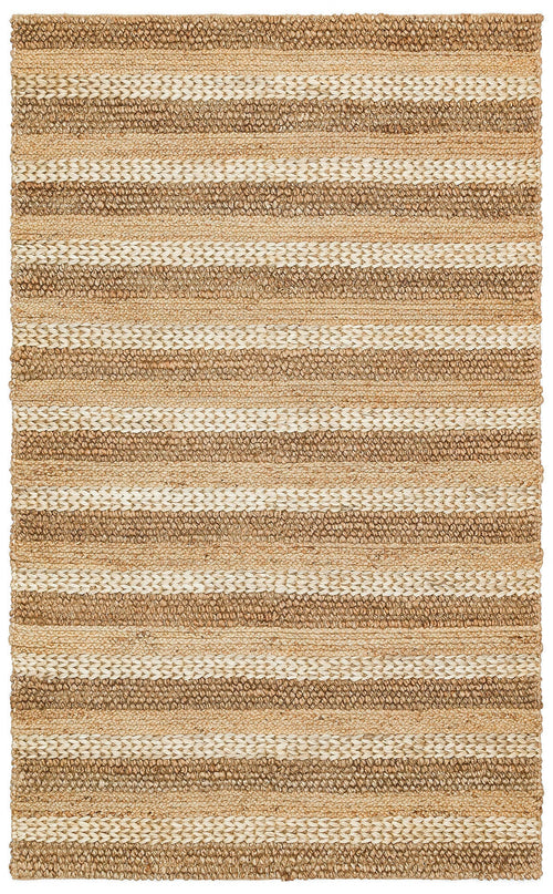 Gainehhville Beige Striped Cotton Jute Rug
