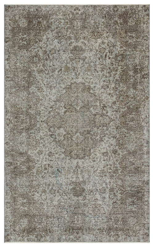 Atina Grey Vintage Wool Handmade Area Rug 5'3" x 8'11"