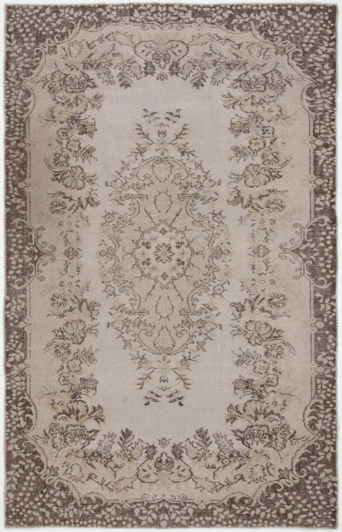 Atina Beige Vintage Wool Handmade Area Rug 5'8" x 8'10"