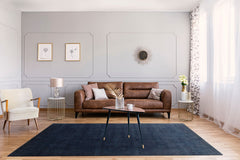 Louisville Navy Modern Wool Viscose Handmade Rug