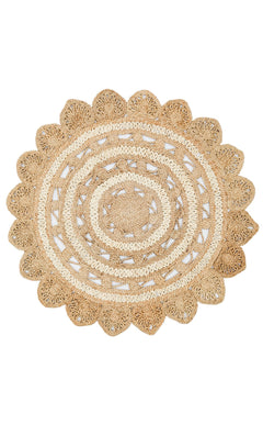 Round Jute Rug - Beige Modern Flatweave Carpet | Soft Texture, Easy Clean