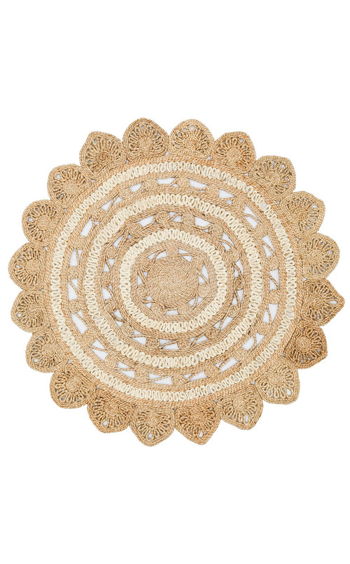 Round Jute Rug - Beige Modern Flatweave Carpet | Soft Texture, Easy Clean