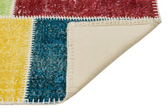 Iskece 35379 Beige Patchwork Wool Handmade Area Rug 3'10" x 5'10"