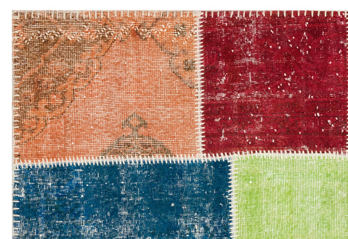 Iskece 35379 Beige Patchwork Wool Handmade Area Rug 3'10" x 5'10"