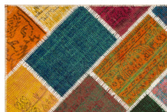 Iskece 35381 Beige Patchwork Wool Handmade Area Rug 4'0" x 6'0"