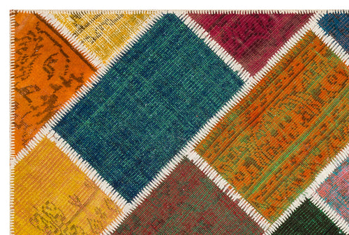 Iskece 35381 Beige Patchwork Wool Handmade Area Rug 4'0" x 6'0"