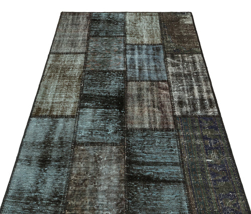 Iskece 35383 Grey Patchwork Wool Handmade Area Rug 3'11" x 5'11"