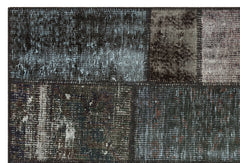Iskece 35385 Grey Patchwork Wool Handmade Area Rug 3'11" x 5'10"