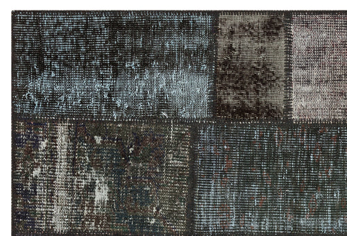 Iskece 35385 Grey Patchwork Wool Handmade Area Rug 3'11" x 5'10"