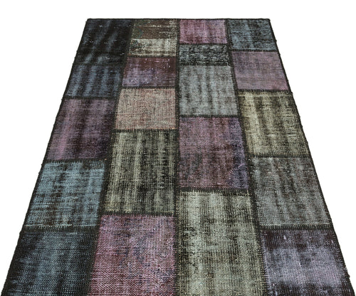 Iskece 35388 Grey Patchwork Wool Handmade Area Rug 3'11" x 5'11"