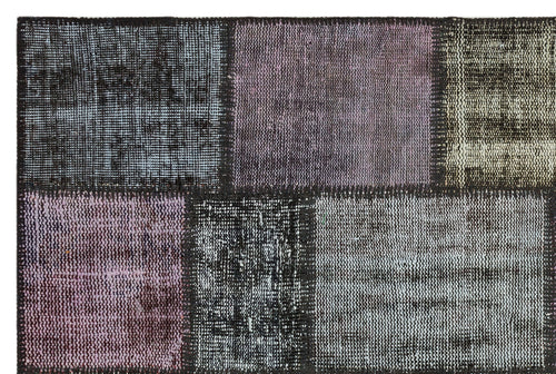 Iskece 35388 Grey Patchwork Wool Handmade Area Rug 3'11" x 5'11"