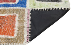 Iskece 35403 Beige Patchwork Wool Handmade Area Rug 5'3" x 7'11"