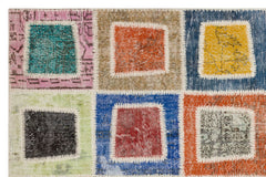 Iskece 35403 Beige Patchwork Wool Handmade Area Rug 5'3" x 7'11"