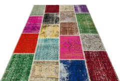 Iskece 35406 Beige Patchwork Wool Handmade Area Rug 5'3" x 7'4"