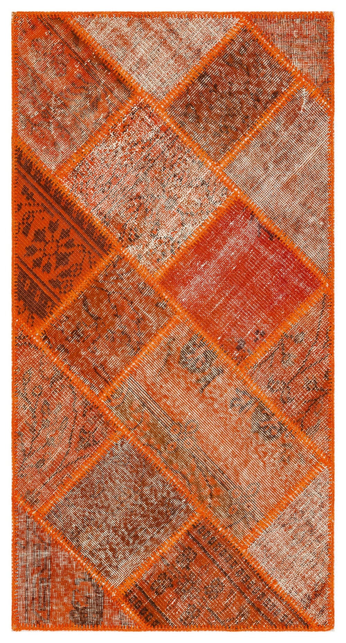 Iskece Orange Vintage Wool Handmade Area Rug 2'8" x 5'1"