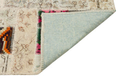 Iskece Beige Floral Wool Handmade Area Rug 5'4" x 7'8"