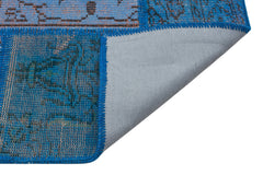 Iskece 35450 Blue Patchwork Wool Handmade Area Rug 5'4" x 7'7"