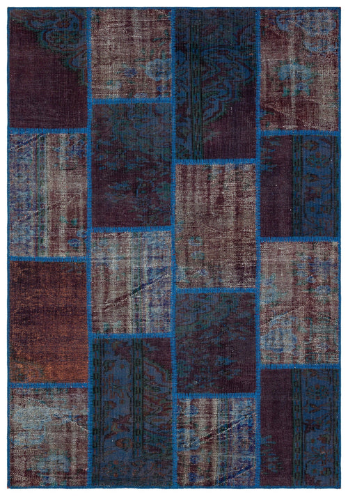 Iskece Blue Vintage Wool Handmade Area Rug 5'4" x 7'8"