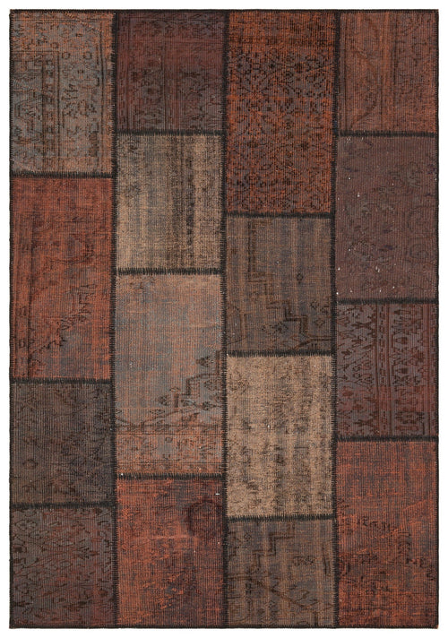 Iskece Brown Vintage Wool Handmade Area Rug 5'3" x 7'7"