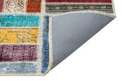 Iskece 35463 Beige Patchwork Wool Handmade Area Rug 5'3" x 8'0"