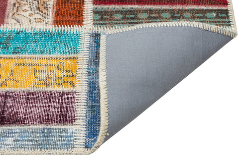 Iskece 35463 Beige Patchwork Wool Handmade Area Rug 5'3" x 8'0"