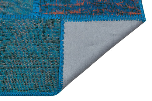 Iskece Turquoise Vintage Wool Handmade Area Rug 5'4" x 7'7"