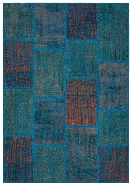 Iskece Turquoise Vintage Wool Handmade Area Rug 5'4" x 7'7"