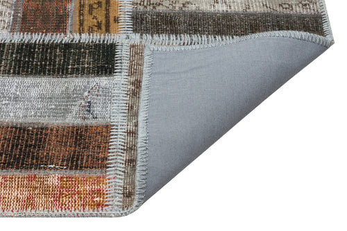 Iskece Brown Vintage Wool Handmade Area Rug 5'3" x 8'0"