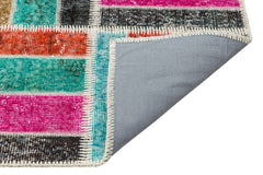 Iskece 35478 Beige Patchwork Wool Handmade Area Rug 5'4" x 8'0"