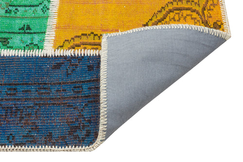 Iskece 35532 Beige Patchwork Wool Handmade Area Rug 4'0" x 6'0"