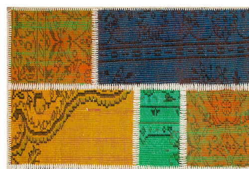 Iskece 35532 Beige Patchwork Wool Handmade Area Rug 4'0" x 6'0"