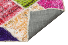 Iskece 35536 Beige Patchwork Wool Handmade Area Rug 4'0" x 6'0"