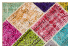 Iskece 35536 Beige Patchwork Wool Handmade Area Rug 4'0" x 6'0"