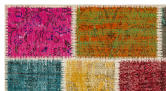 Iskece 35554 Beige Patchwork Wool Handmade Area Rug 2'8" x 5'0"