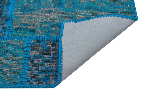 Iskece Blue Vintage Wool Handmade Area Rug 2'8" x 5'0"