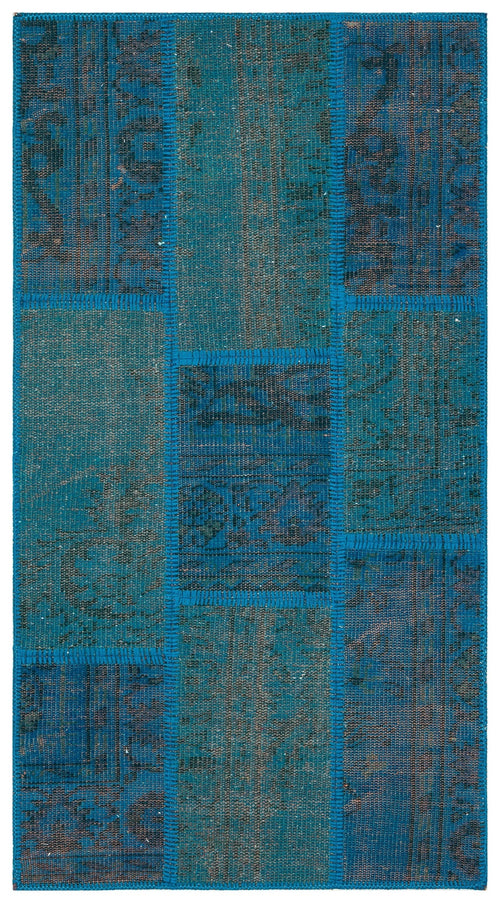 Iskece Blue Vintage Wool Handmade Area Rug 2'8" x 5'0"