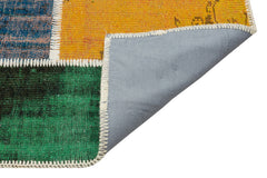 Iskece 35572 Beige Patchwork Wool Handmade Area Rug 4'0" x 5'11"