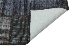 Iskece 35578 Grey Patchwork Wool Handmade Area Rug 4'0" x 5'11"