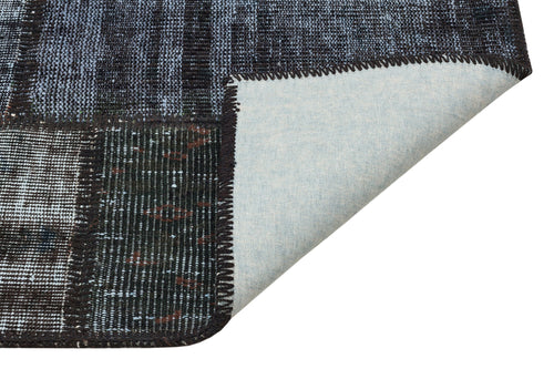 Iskece 35578 Grey Patchwork Wool Handmade Area Rug 4'0" x 5'11"