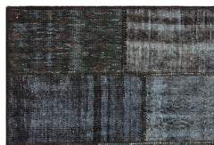 Iskece 35578 Grey Patchwork Wool Handmade Area Rug 4'0" x 5'11"