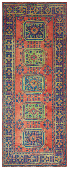 Kavala Red Classic Wool Handmade Area Rug 4'8" x 11'5"