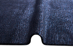 Handmade Wool Viscose Rug - Modern Navy Blue Carpet With Soft Texture