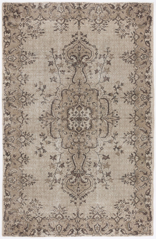 Atina Beige Vintage Wool Handmade Area Rug 5'9" x 8'10"